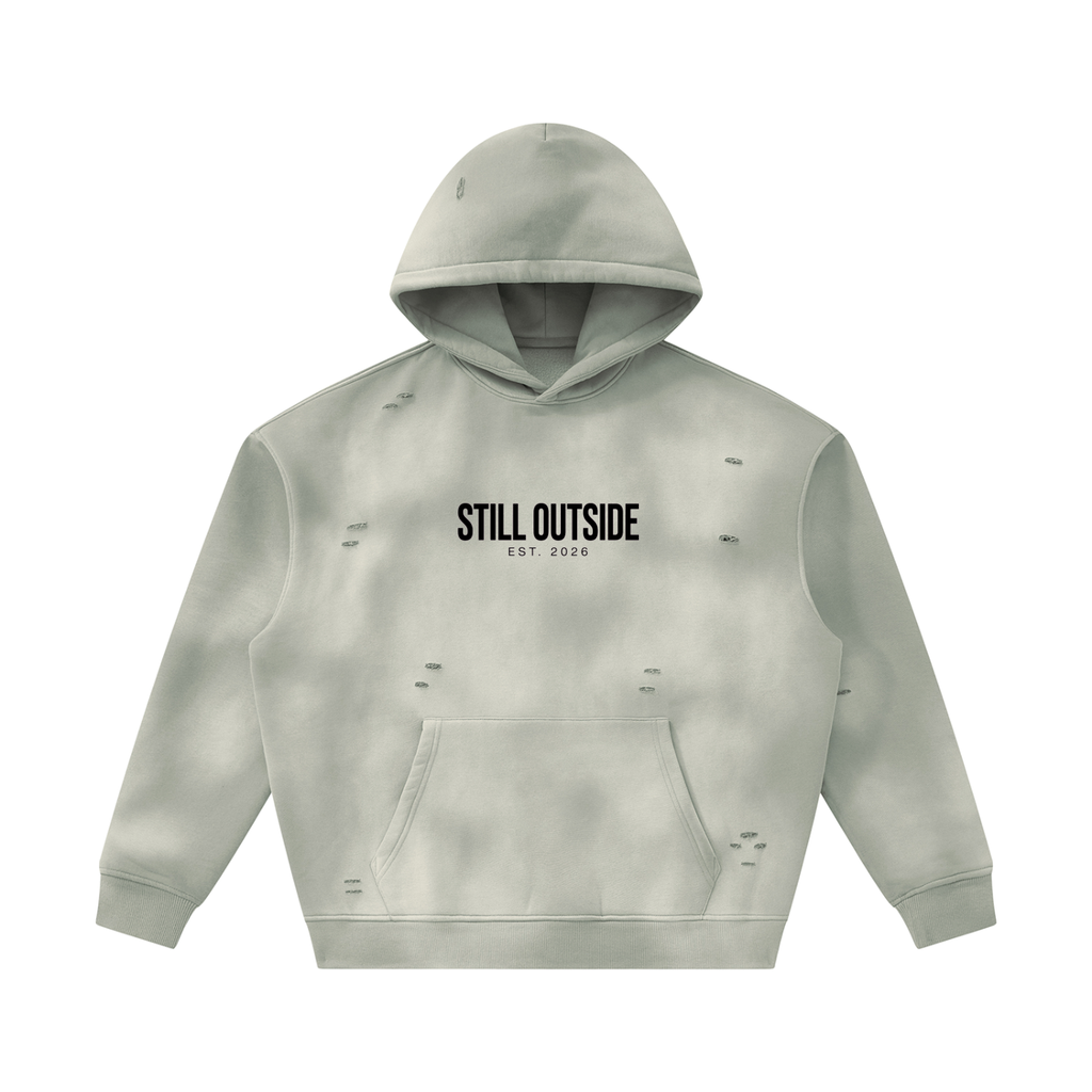 Unisex Sunfade Frayed Fleece Hoodie