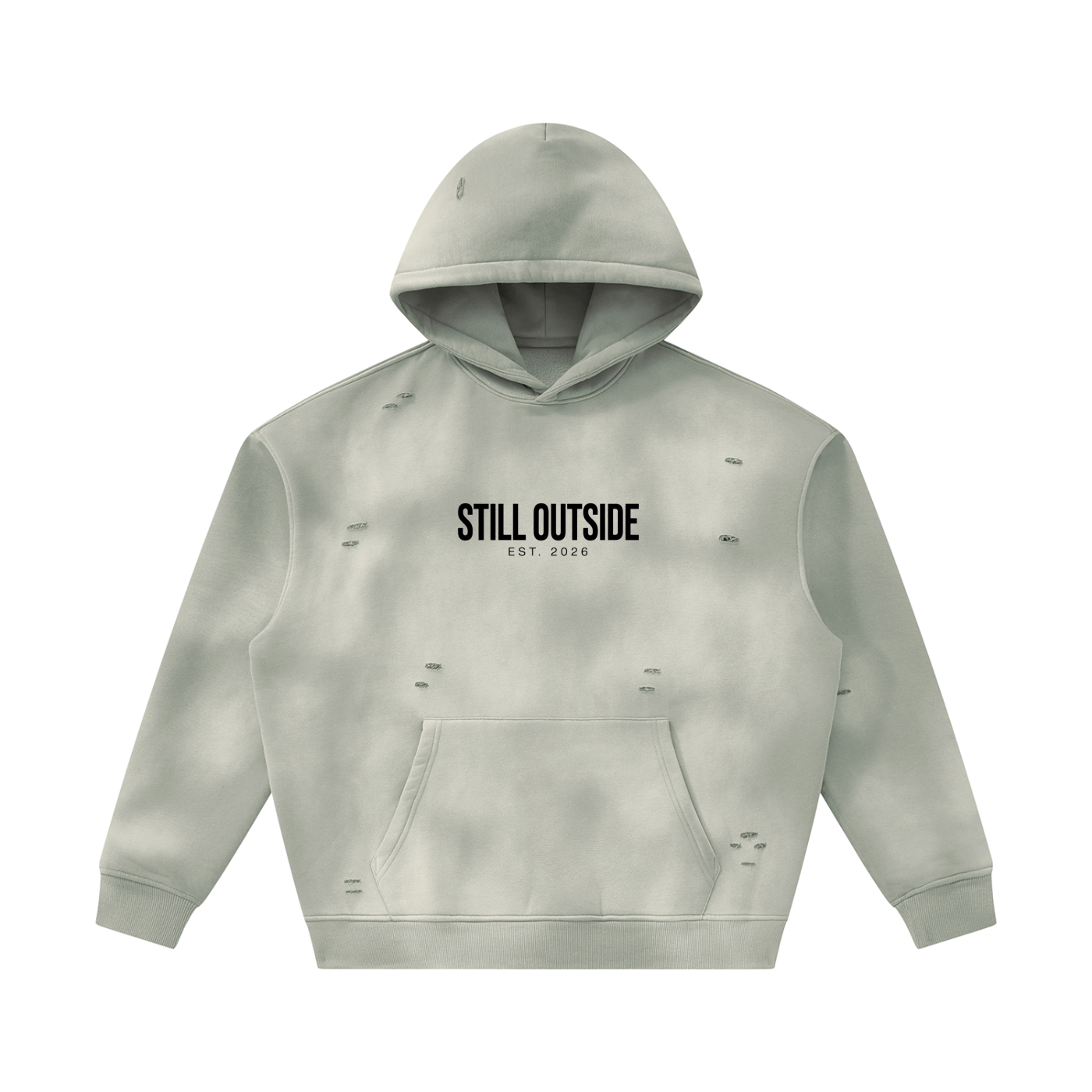 Unisex Sunfade Frayed Fleece Hoodie