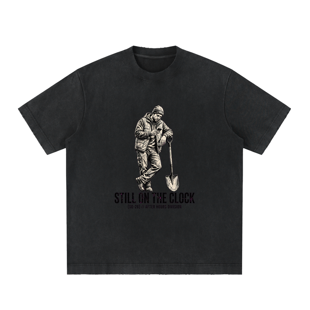 "Barrier Man" Heavyweight Vintage Washed Frayed T-Shirt